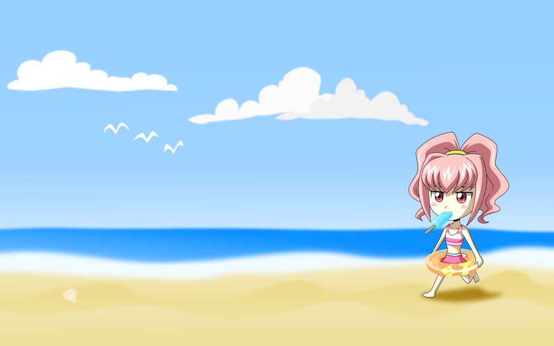anime girl at the beach