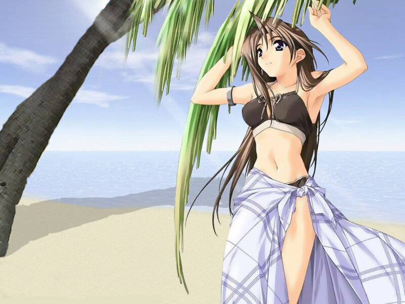 anime girl at the beach