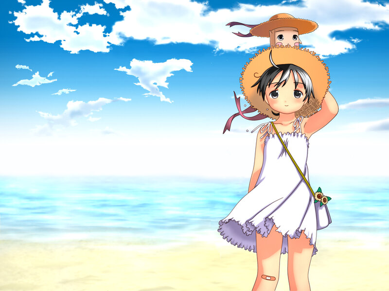 Anime girl at the beach