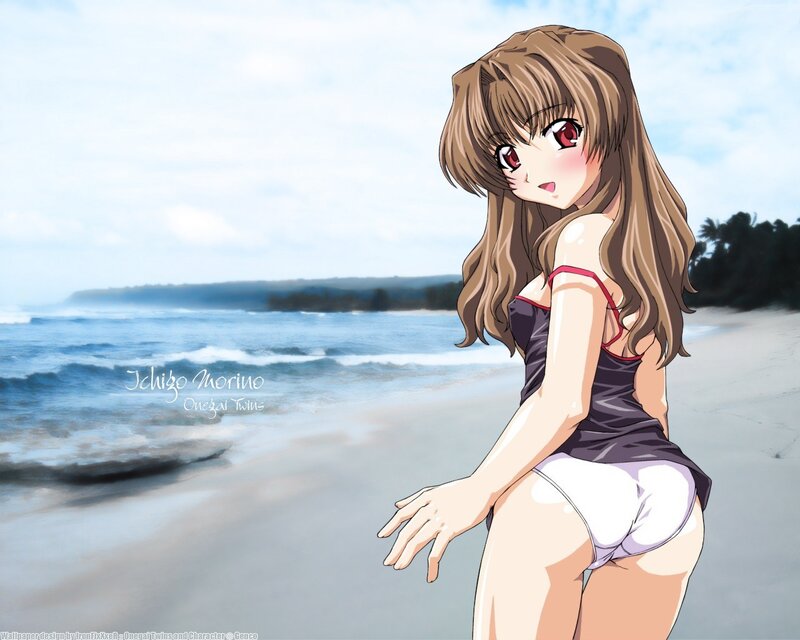 Anime girl at the beach