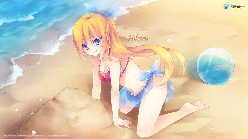 Anime girl at the beach