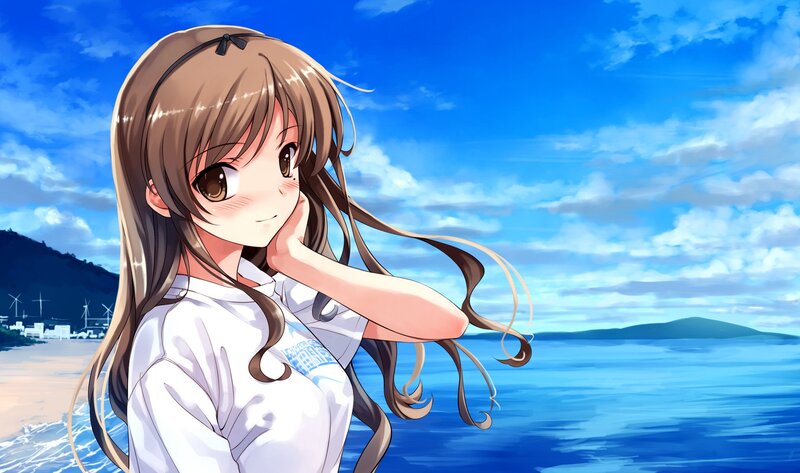 anime girl at the beach