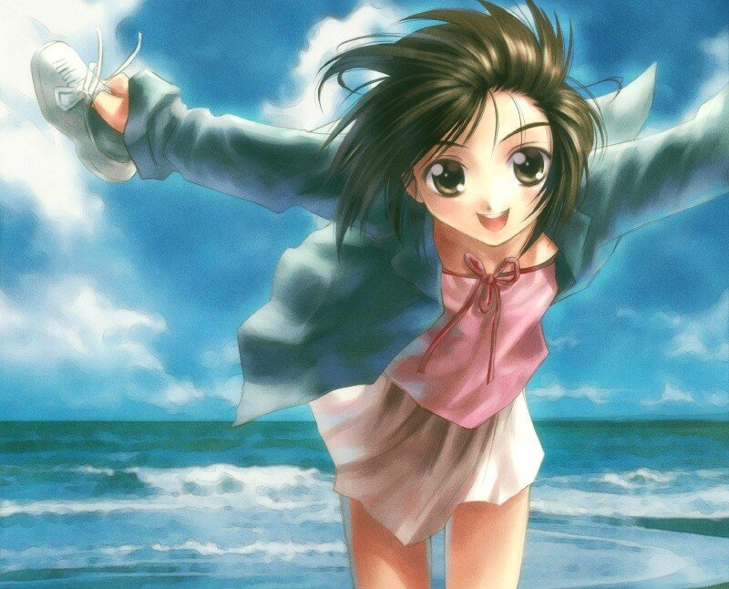 anime girl at the beach