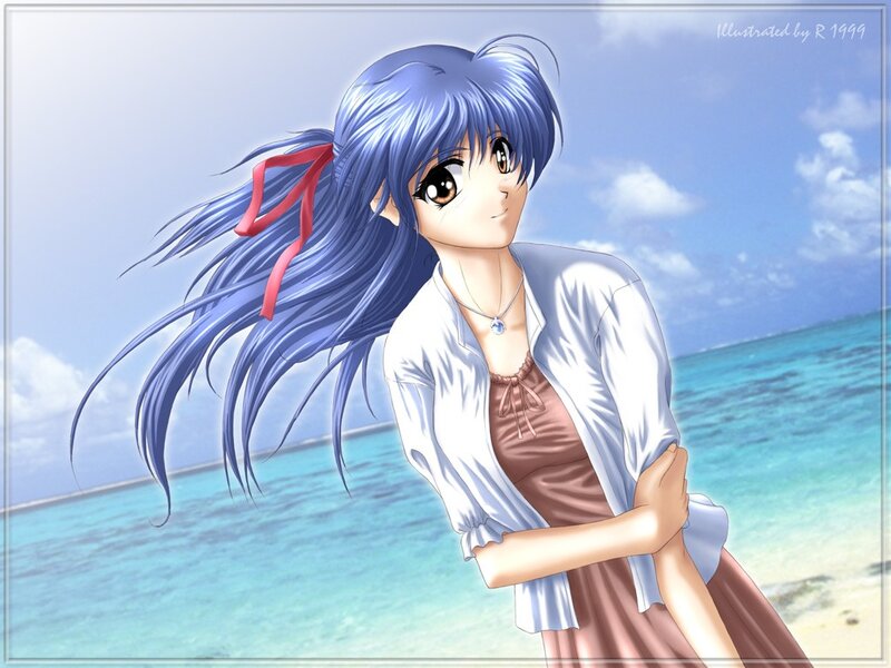 Anime girl at the beach