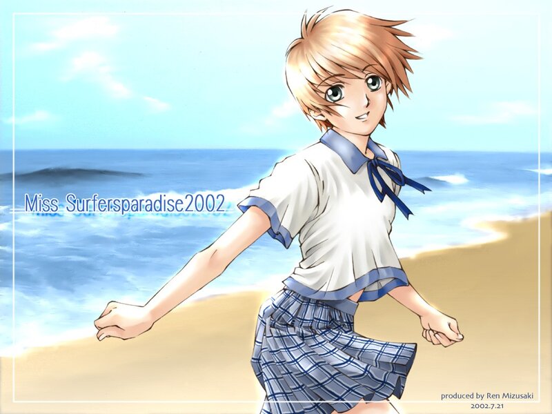 anime girl at the beach