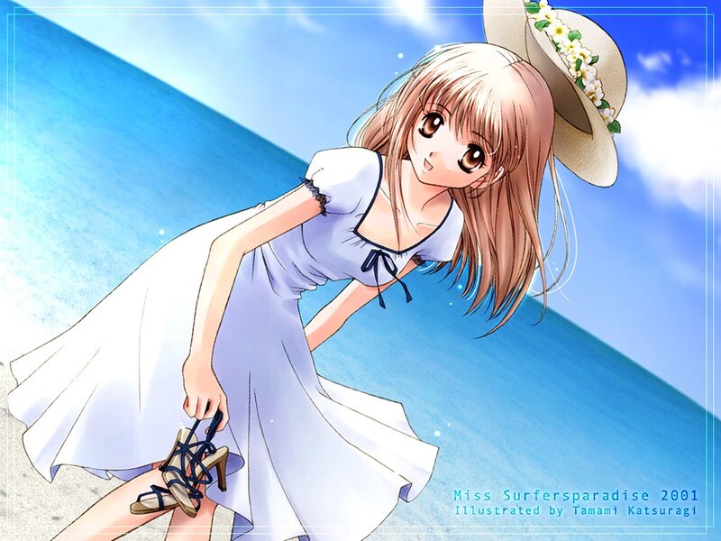 Anime girl at the beach