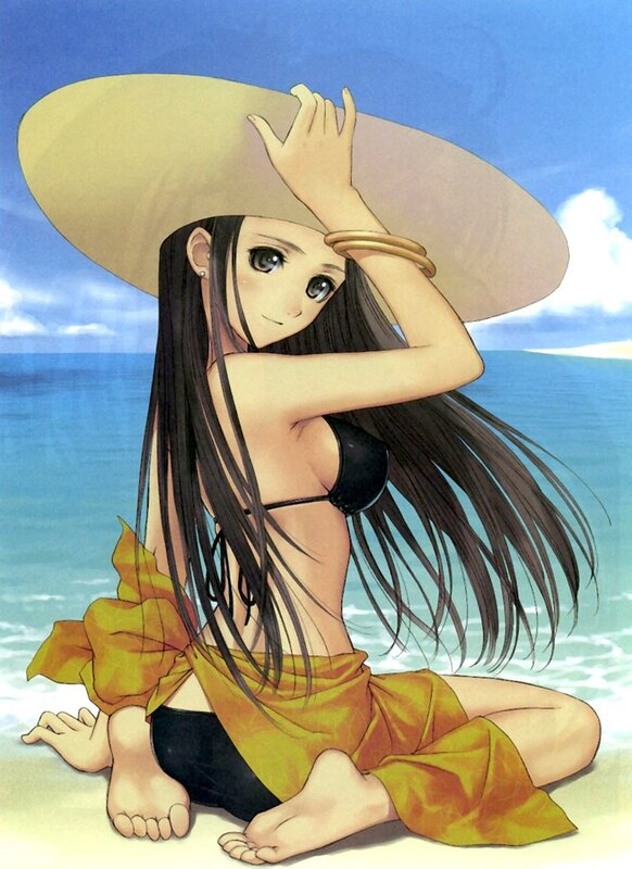 Anime girl at the beach