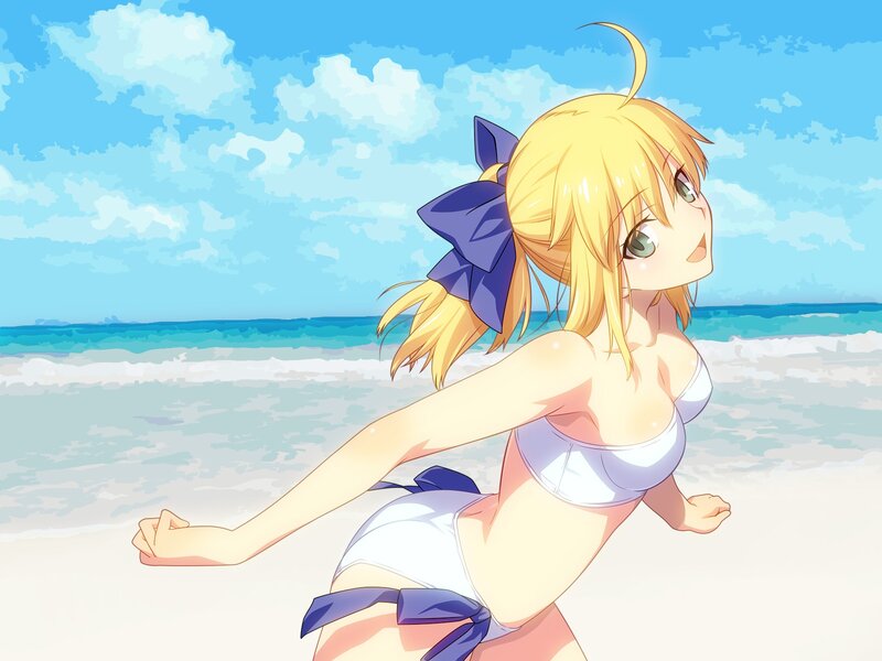Anime girl at the beach