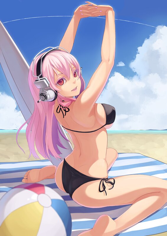Anime girl at the beach