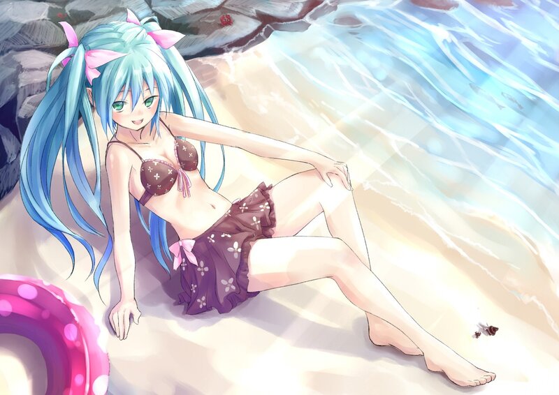 Anime girl at the beach