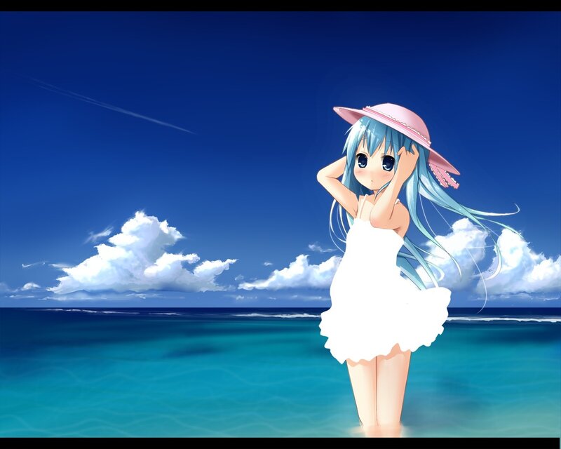 anime girl at the beach