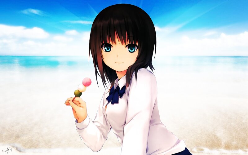 anime girl at the beach