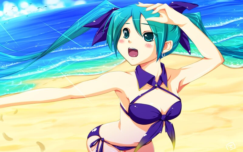 anime girl at the beach