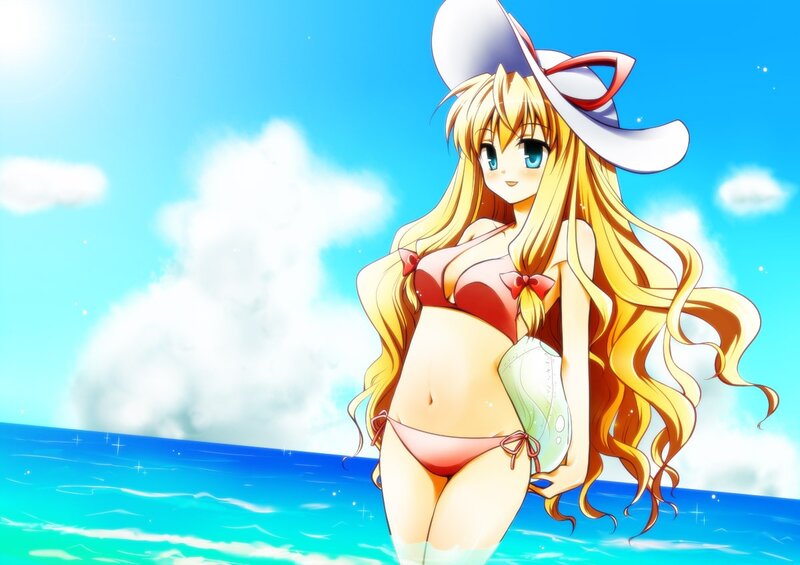 Anime girl at the beach