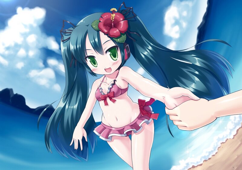 Anime girl at the beach