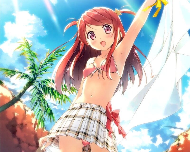 Anime girl at the beach