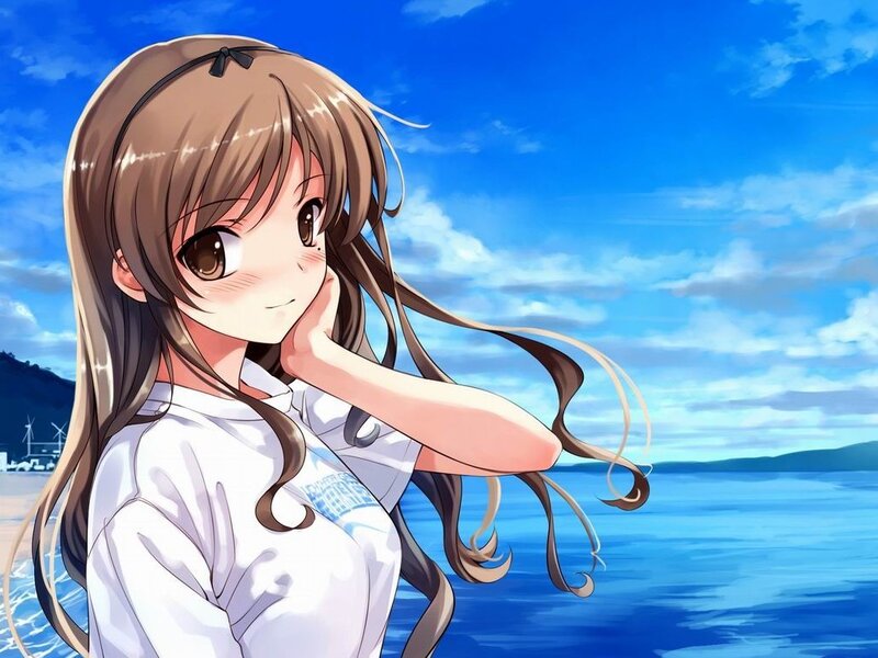 anime girl at the beach