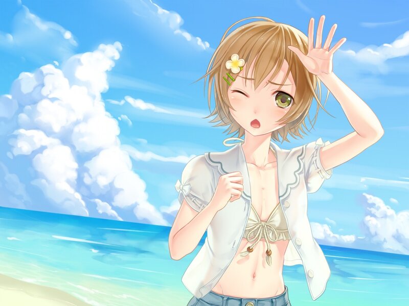 Anime girl at the beach