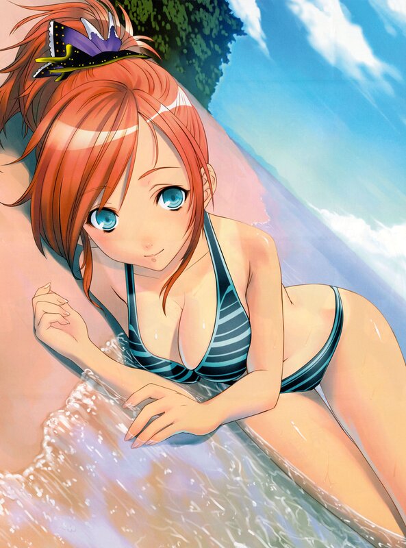 Anime girl at the beach