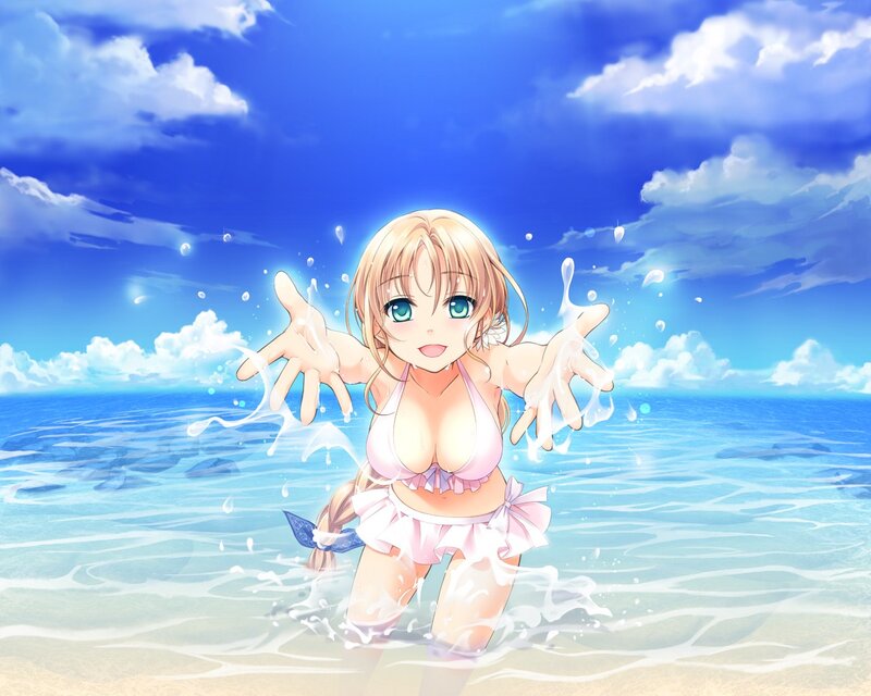 Anime girl at the beach