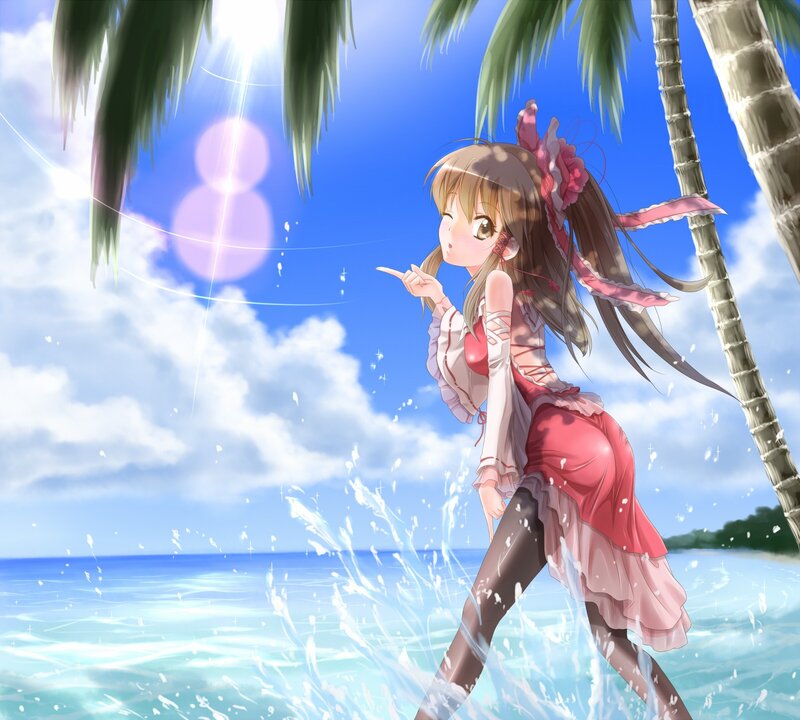 anime girl at the beach