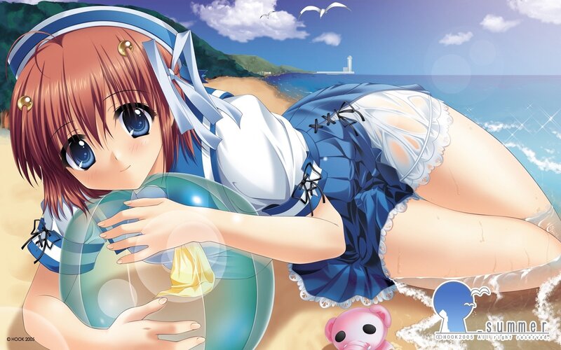 anime girl at the beach