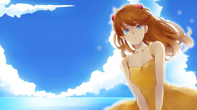 anime girl at the beach