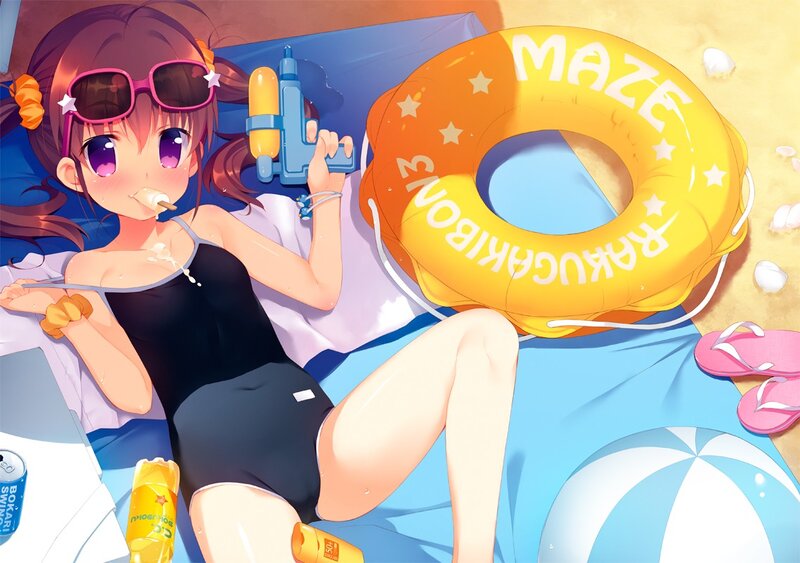 Anime girl at the beach