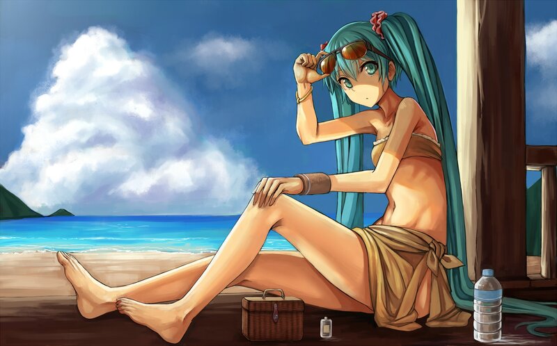 anime girl at the beach