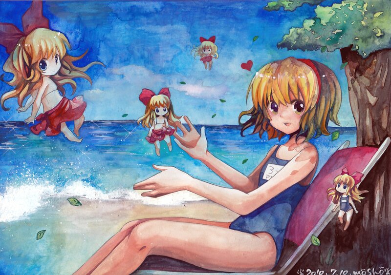 Anime girl at the beach