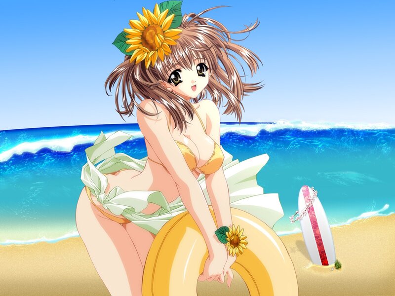 Anime girl at the beach