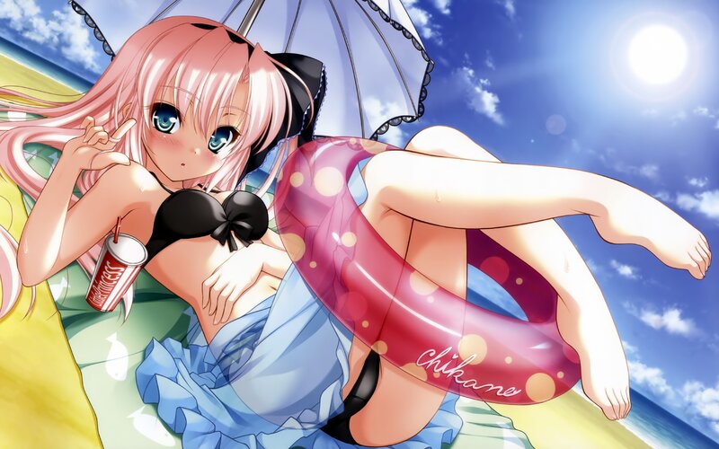 Anime girl at the beach