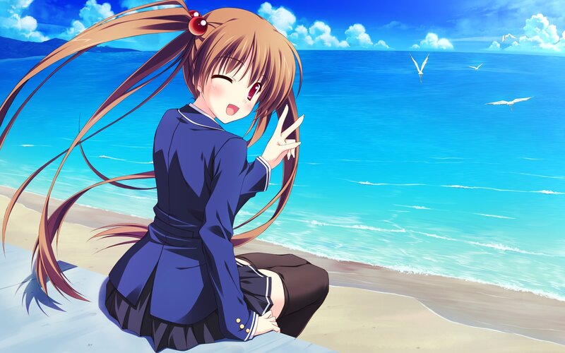 Anime girl at the beach