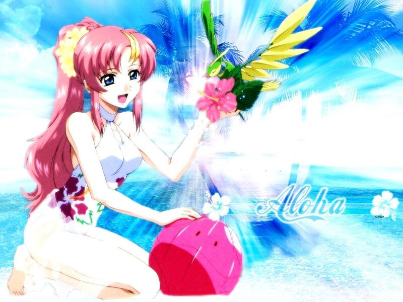 Anime girl at the beach