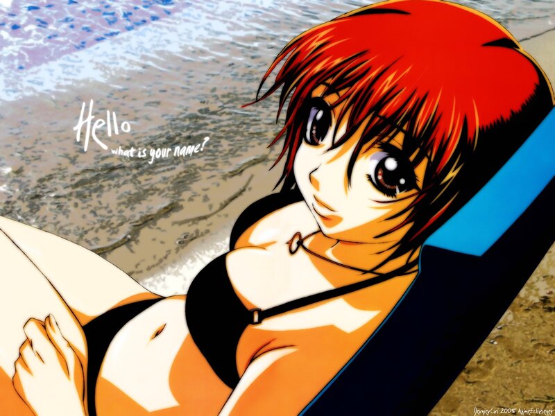 Anime girl at the beach