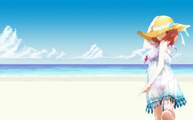 anime girl at the beach