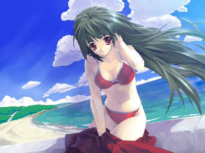 Anime girl at the beach