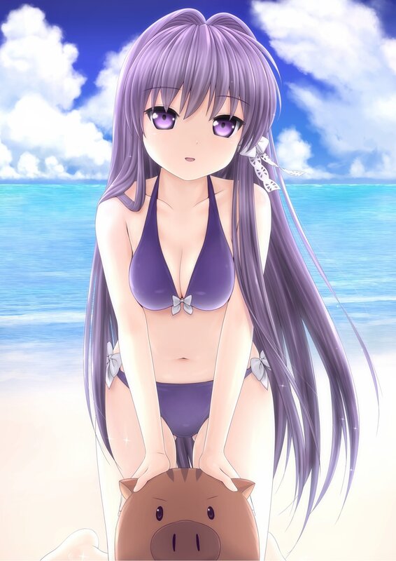 Anime girl at the beach