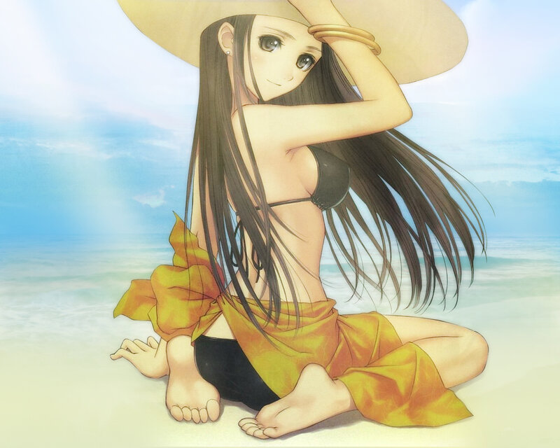 anime girl at the beach