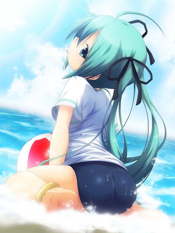 Anime girl at the beach