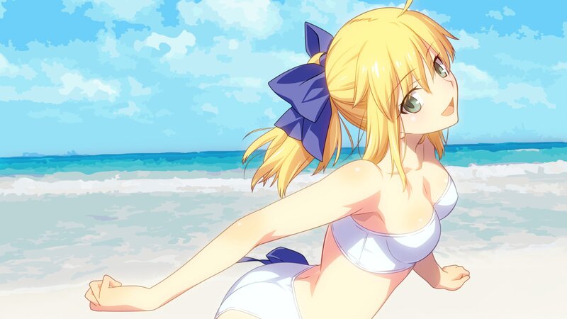 anime girl at the beach