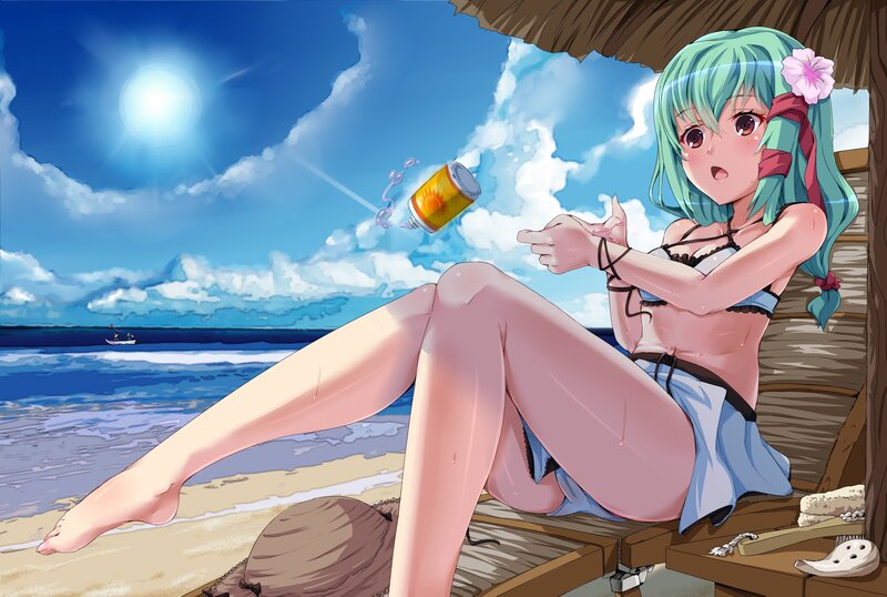 Anime girl at the beach