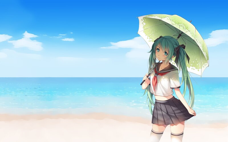 anime girl at the beach