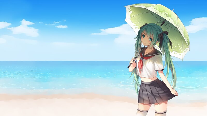 anime girl at the beach