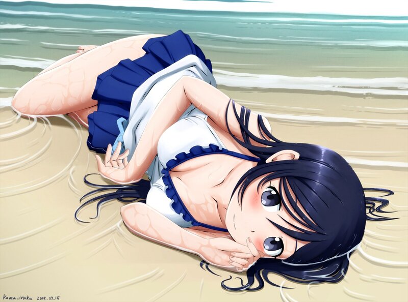 Anime girl at the beach