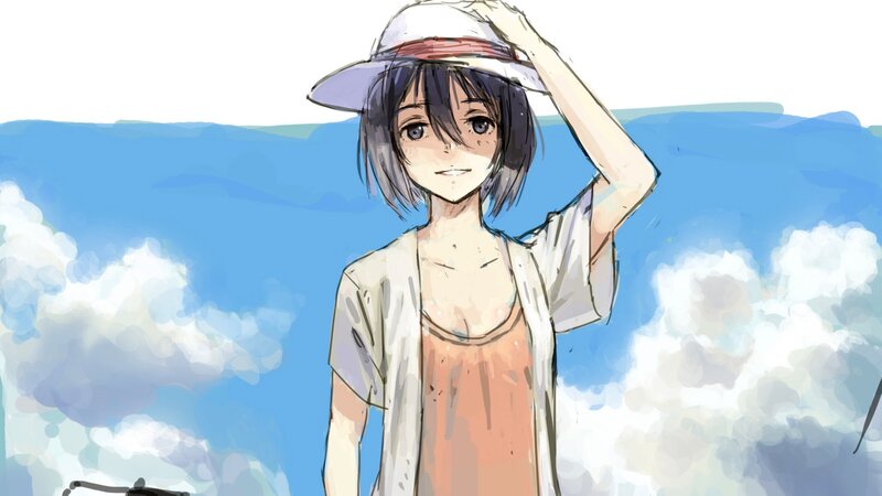 anime girl at the beach