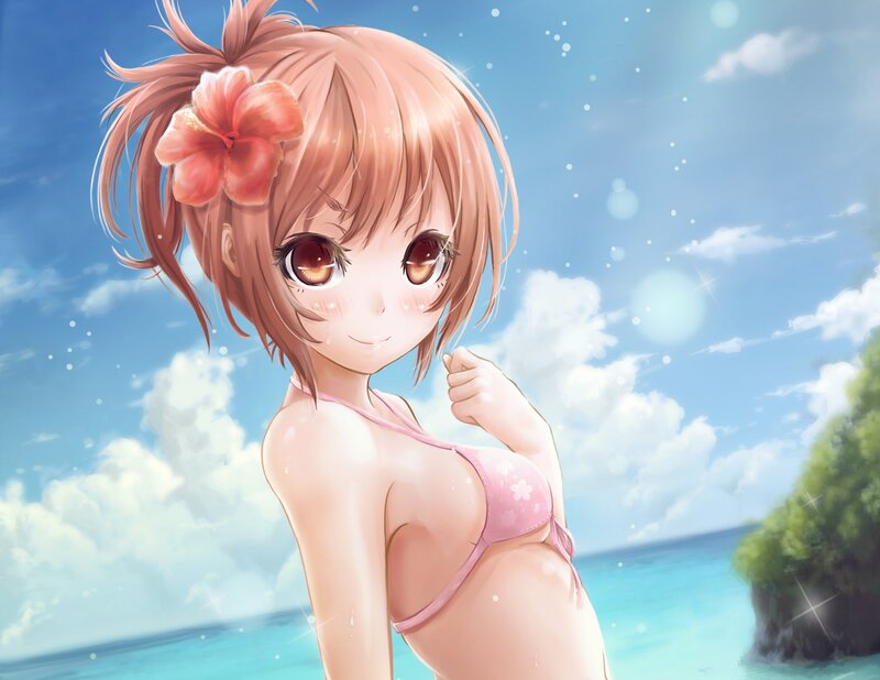 Anime girl at the beach
