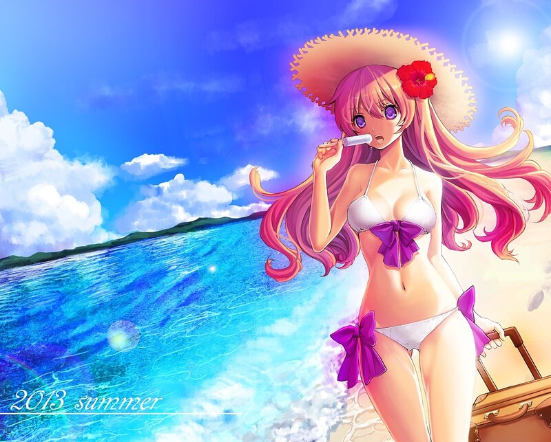Anime girl at the beach