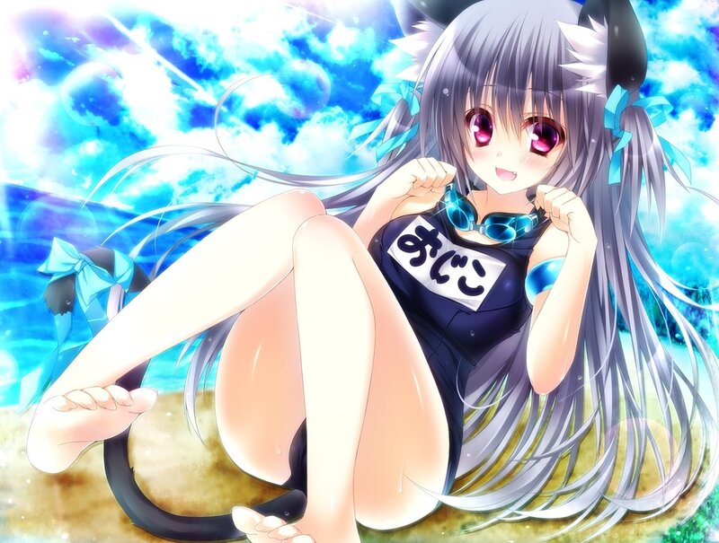 anime girl at the beach