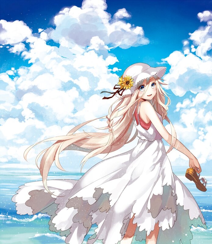 Anime girl at the beach